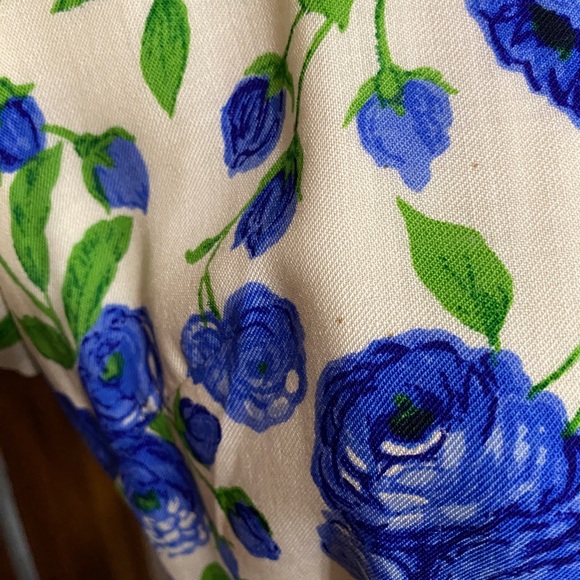 1950s/60s Blue Floral Vintage Knee Length Dress - Picture 8 of 10